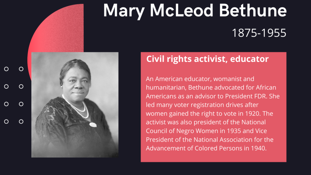 Mary McLeaod Bethune graphic for Black History Month