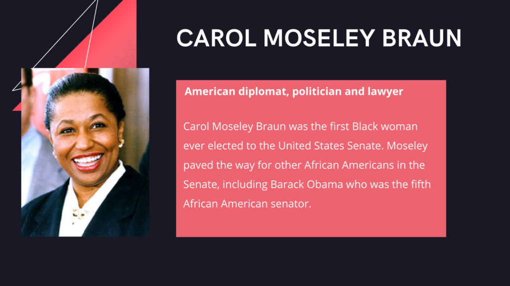 carol moseley braun graphic for Black History Month