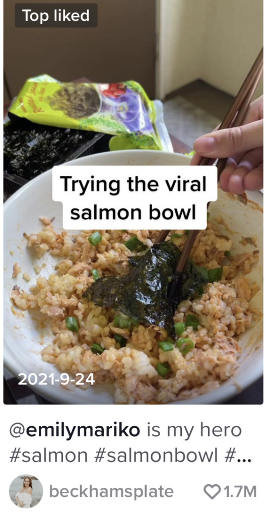 Tiktok screenshot of someone making the Emily Mariko bowl