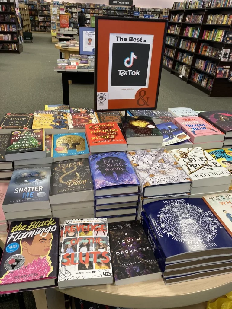 barnes and noble tiktok marketing table labeled "the best of tiktok"