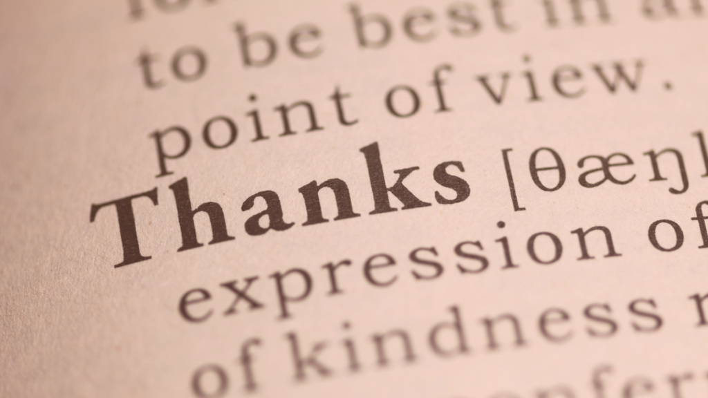 dictionary page of the word thanks to show how thankful our team is