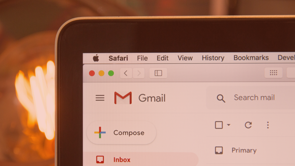 gmail on laptop showing email subject line