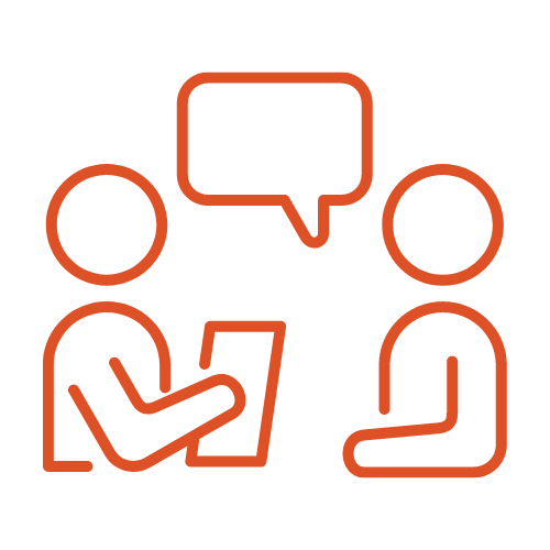 behavioral interview questions icon of 2 people talking
